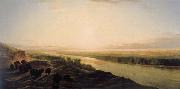 Jean-Baptiste Deshays A Herd of Bison Crossing the Missouri River Spain oil painting artist